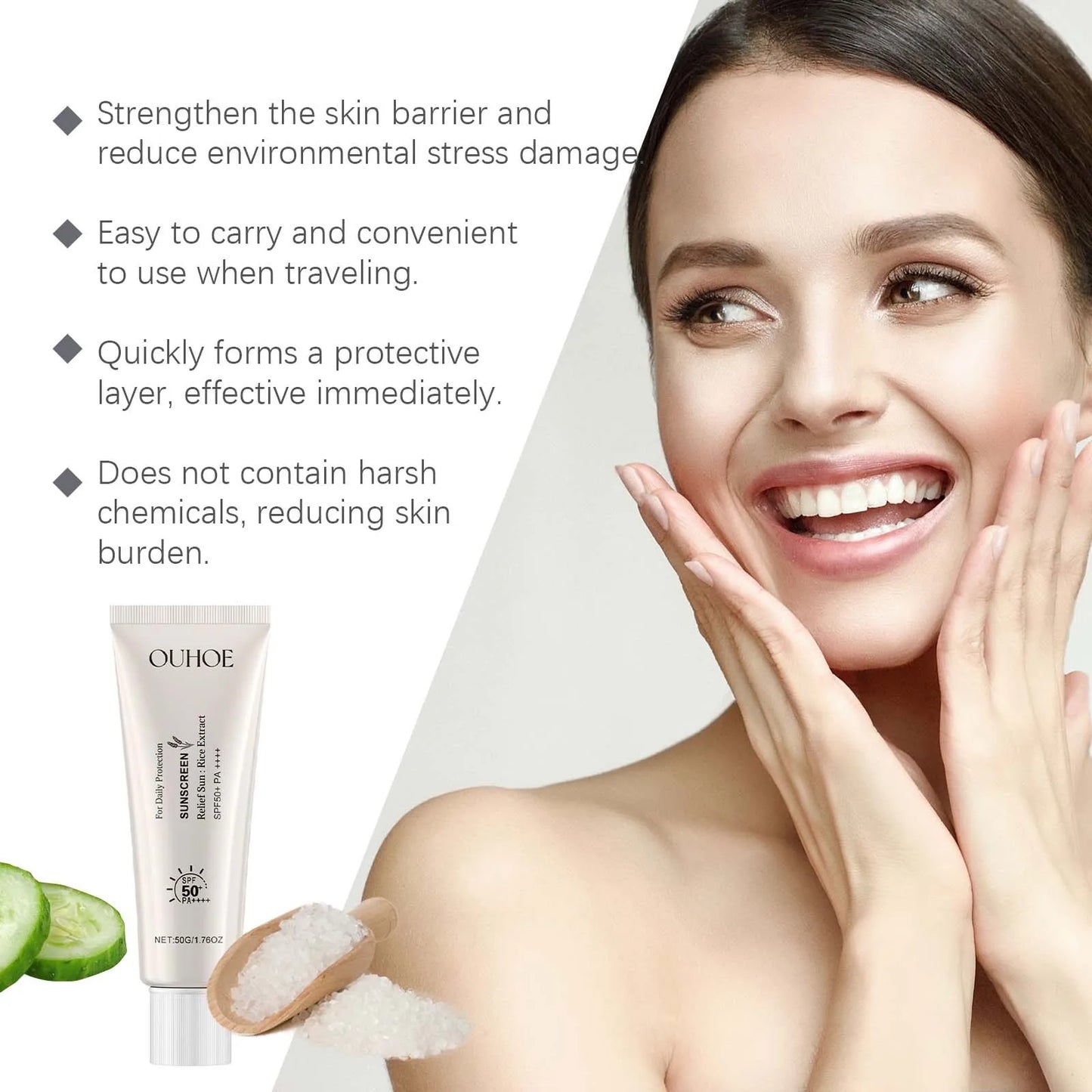 Rice Sunscreen SPF50 Korean High Sun Protection Solate Ultraviolet Ray Outdoor Oil Control Hydrating Moisturizing Body Skin Care