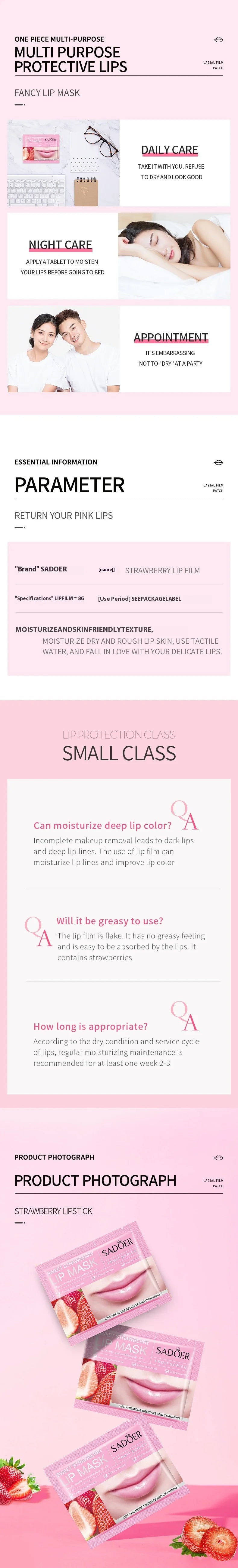 Wholesale Hydrating Collagen Lip Moisturizing Sheet Pouqur Light Lines Crystal Material Lip Mask Patch