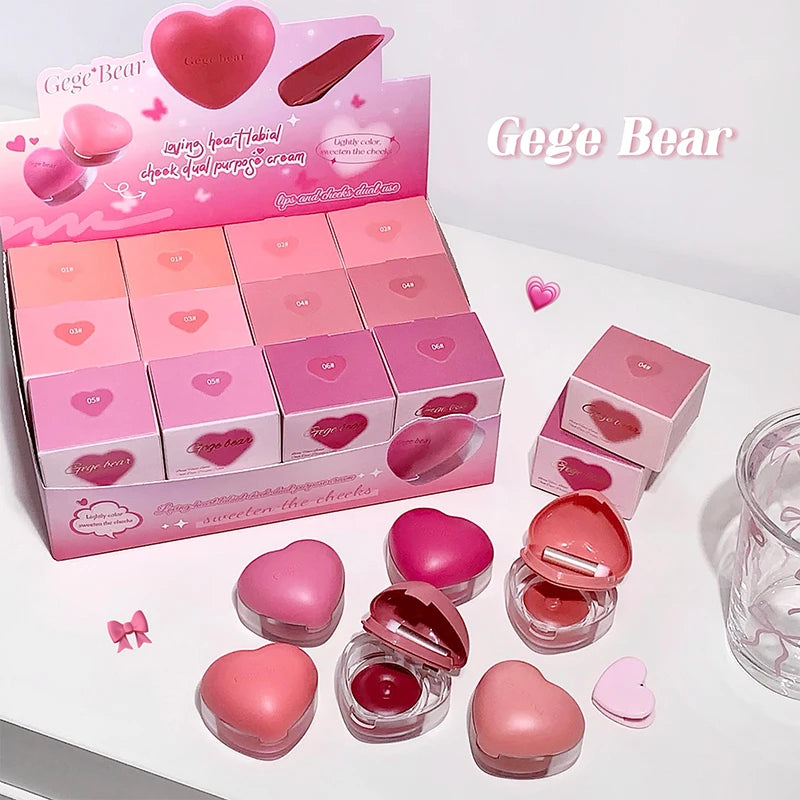 Gegebear Love Lip and Cheek Cream Matte Powder Soft Color Love Valentine's Day