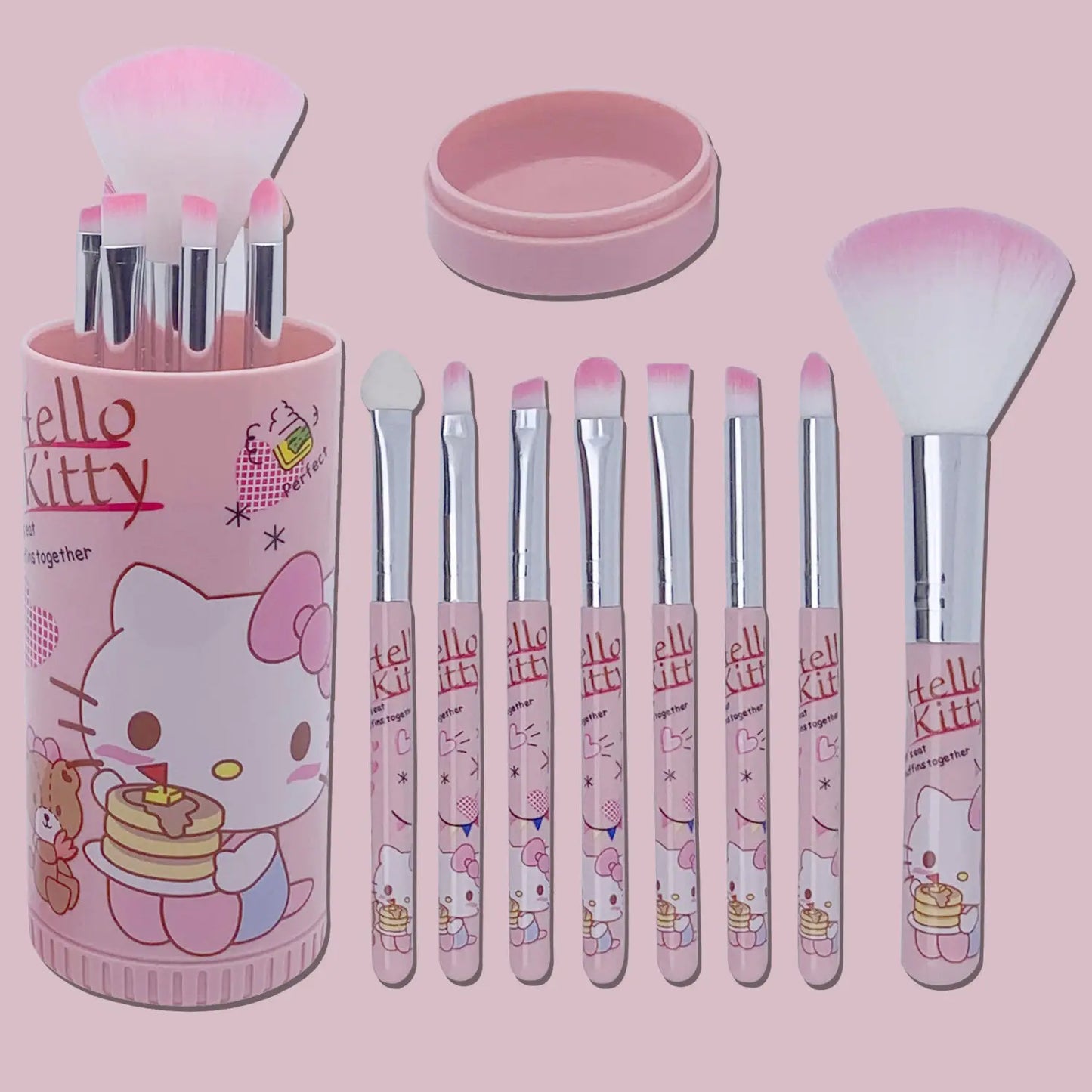 MINISO HelloKitty Cartoon KT cat 8-piece makeup brush set nose shadow brush portable brush set