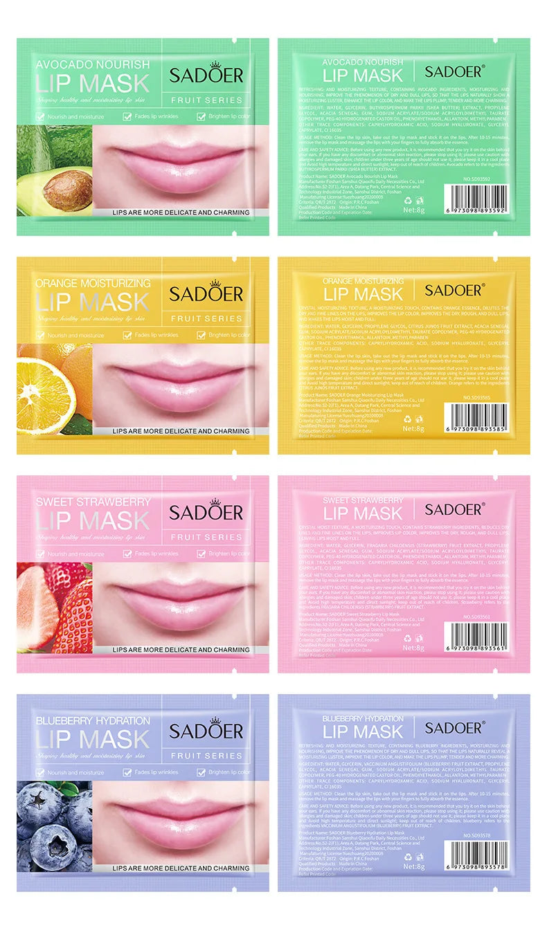 30pcs Fruits Lip Mask Moisturizing Nourishing Collagen Lip Patches Plump Lips Beauty Skincare Lips Pads Lipmask Skin Care