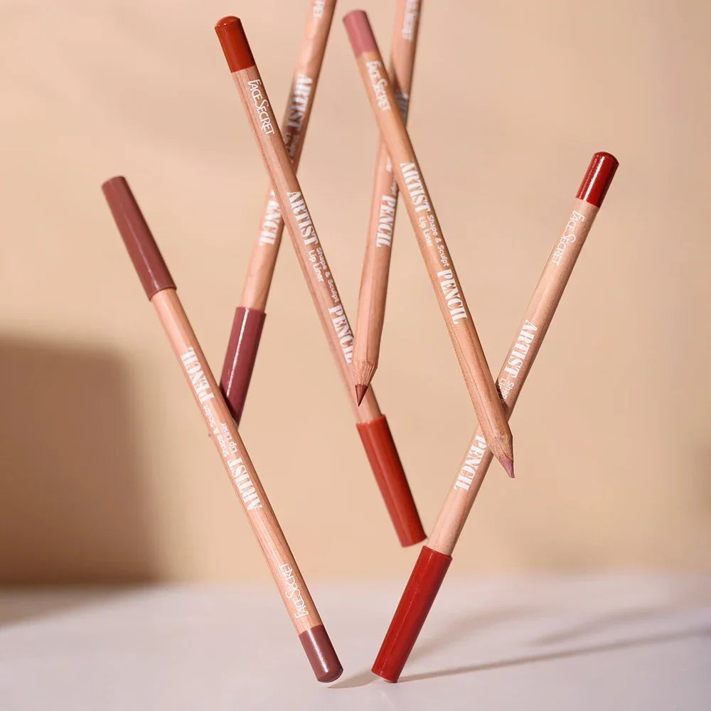 6pcs Lip Liner Pen 6 Colors Waterproof And Sweat-proof Not Easy To Fade Non-stick Cup Nude Lipstick Pencil SET