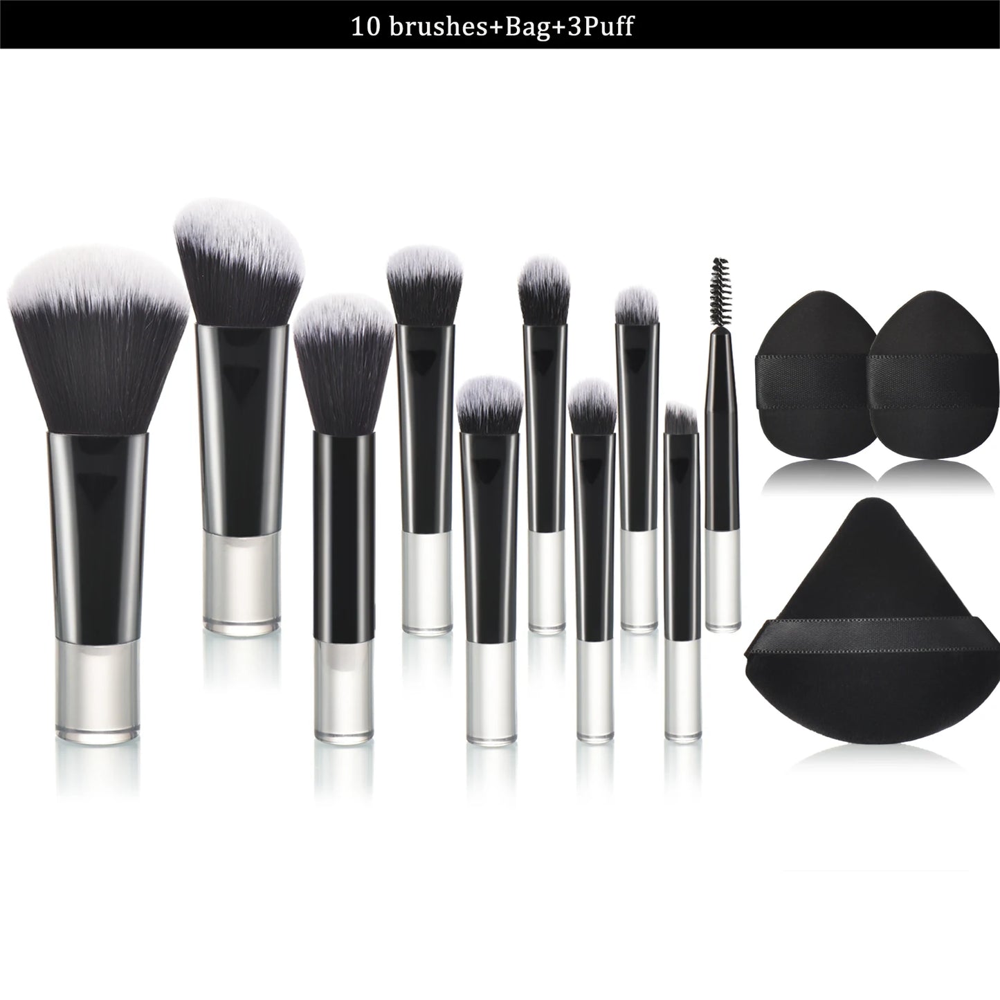 10 black Mini makeup brush Travel portable Makeup Tool Makeup Puff - Palm Brush Professional Makeup tool set
