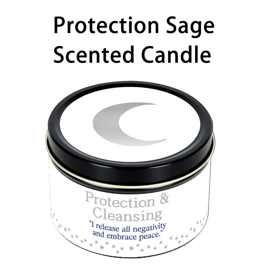 Protection & Cleansing Intention Candle | Scented Soy Candle for Negative Energy Clearing | Spiritual Ritual Gift with Card
