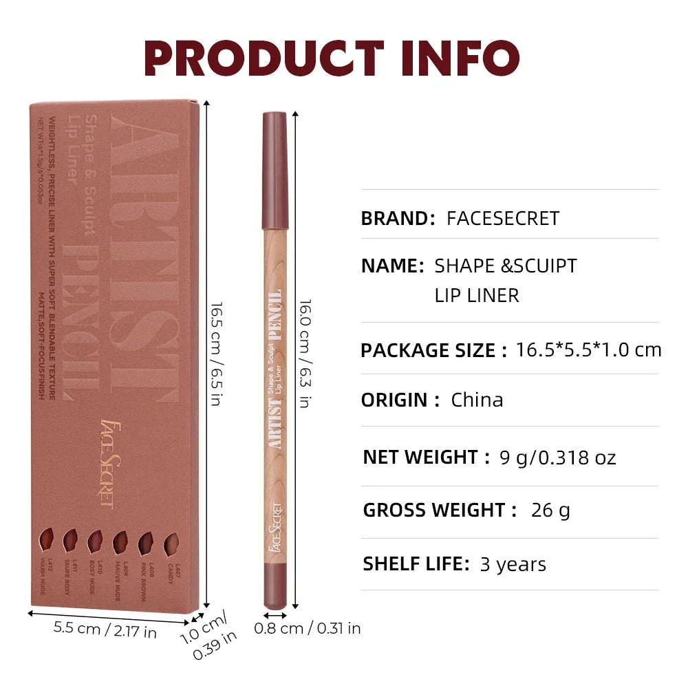 6pcs Lip Liner Pen 6 Colors Waterproof And Sweat-proof Not Easy To Fade Non-stick Cup Nude Lipstick Pencil SET