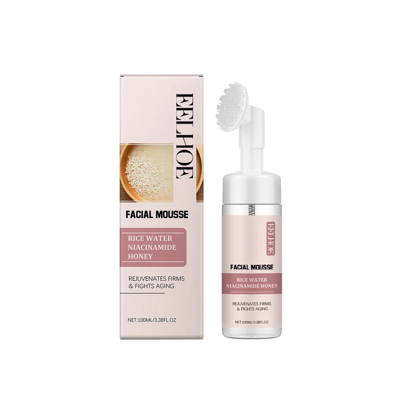 Rice Facial Cleanser Exfoliating Remove Dirt Anti Acne Oil Control Deep Cleansing Pores Shrinking Brightening Cleansing Mousse