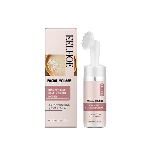 Rice Facial Cleanser Exfoliating Remove Dirt Anti Acne Oil Control Deep Cleansing Pores Shrinking Brightening Cleansing Mousse