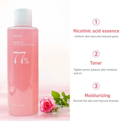 Peach 77% Nicotinic Acid Essence Conditioning Toner 250mL Moisturizing Brightening Facial Skin Korean Cosmetics