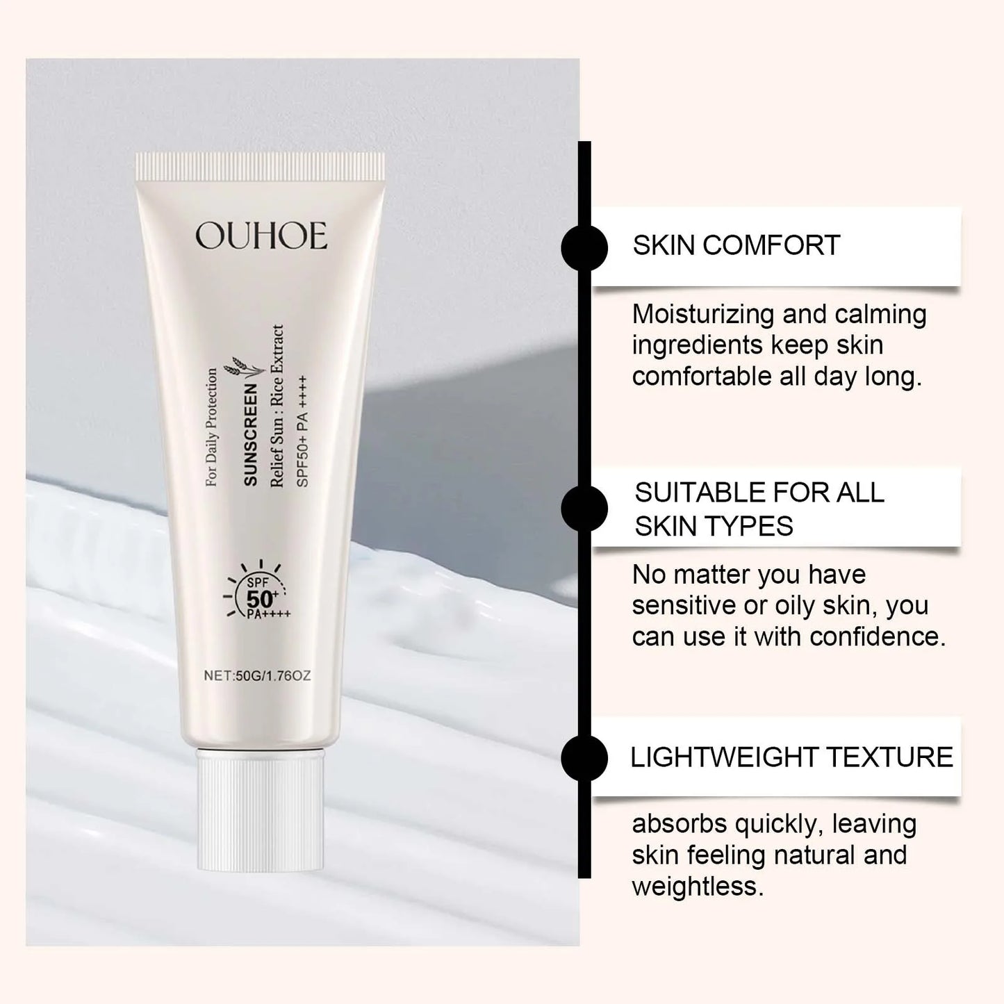 Rice Sunscreen SPF50 Korean High Sun Protection Solate Ultraviolet Ray Outdoor Oil Control Hydrating Moisturizing Body Skin Care