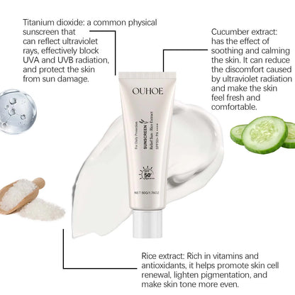 Rice Sunscreen SPF50 Korean High Sun Protection Solate Ultraviolet Ray Outdoor Oil Control Hydrating Moisturizing Body Skin Care