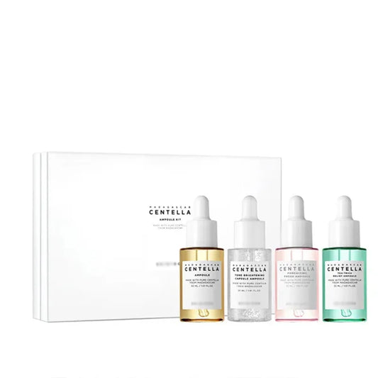 Madagascar Centella Mini Ampoule Kit (4x) Skin Care Set for Face Serum - Anti-Aging Exfoliator Skin Revitalizer for All Skin Types