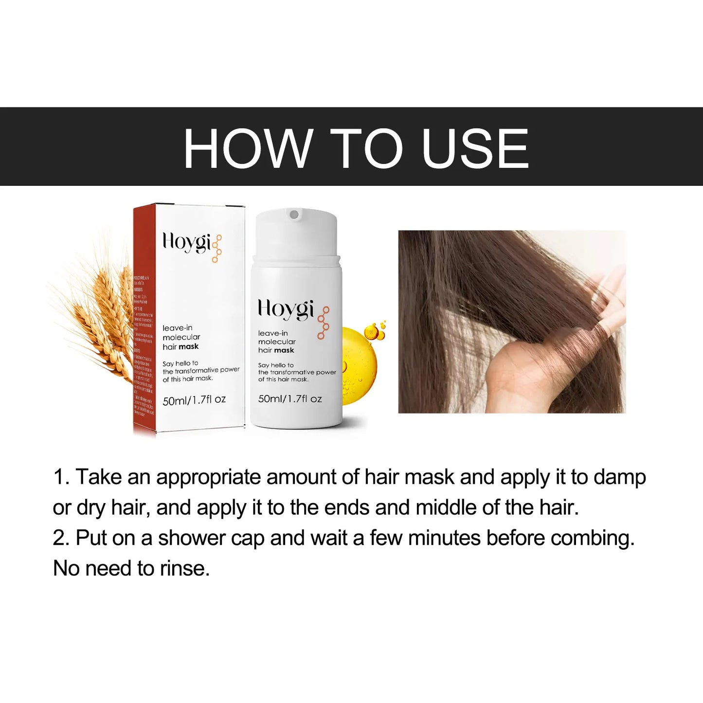 Hoygi 500ml Leave-In Hair Mask Long-Lasting Fragrance Soft Repair Treatment for End-Damaged Hair from Ironing Dyeing Dryness