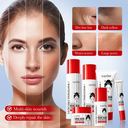 Wholesale Hot Sale Natural Organic Skin Care Kojic Acid Six Piece Set Anti-wrinkle Whitening Freckle Collagen