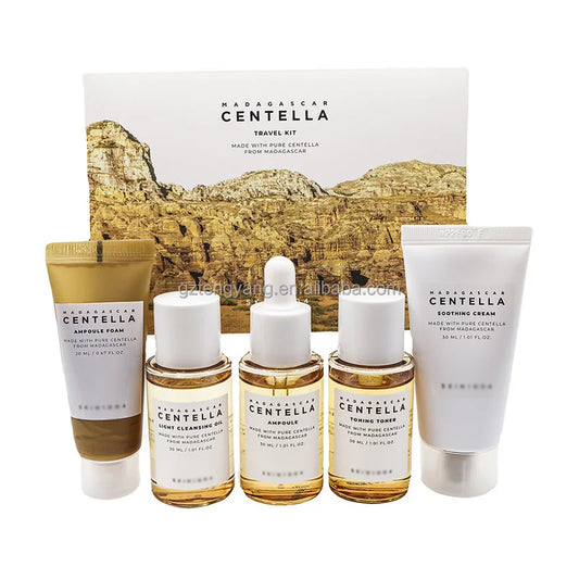 High Quality Centella Travel Kit Calming, Hydrating, Mild Exfoliating, Traveling Size Skin Care Set Korea