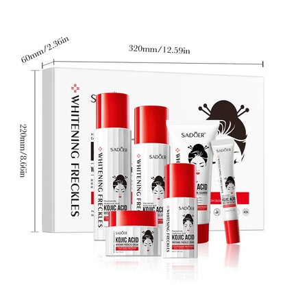 Wholesale Hot Sale Natural Organic Skin Care Kojic Acid Six Piece Set Anti-wrinkle Whitening Freckle Collagen