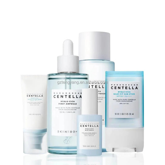 HYALU-CICA FIRST AMPOULE Skin Care Set with Suncream Serum Toner Stirck