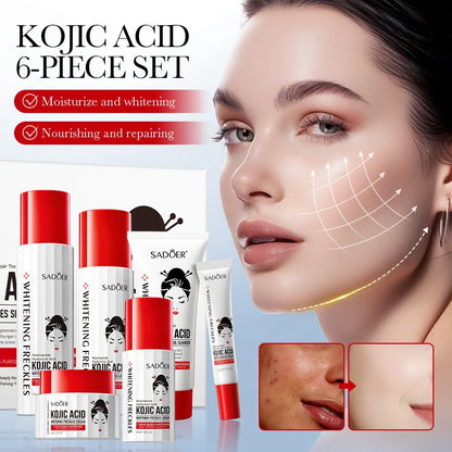 Wholesale Hot Sale Natural Organic Skin Care Kojic Acid Six Piece Set Anti-wrinkle Whitening Freckle Collagen