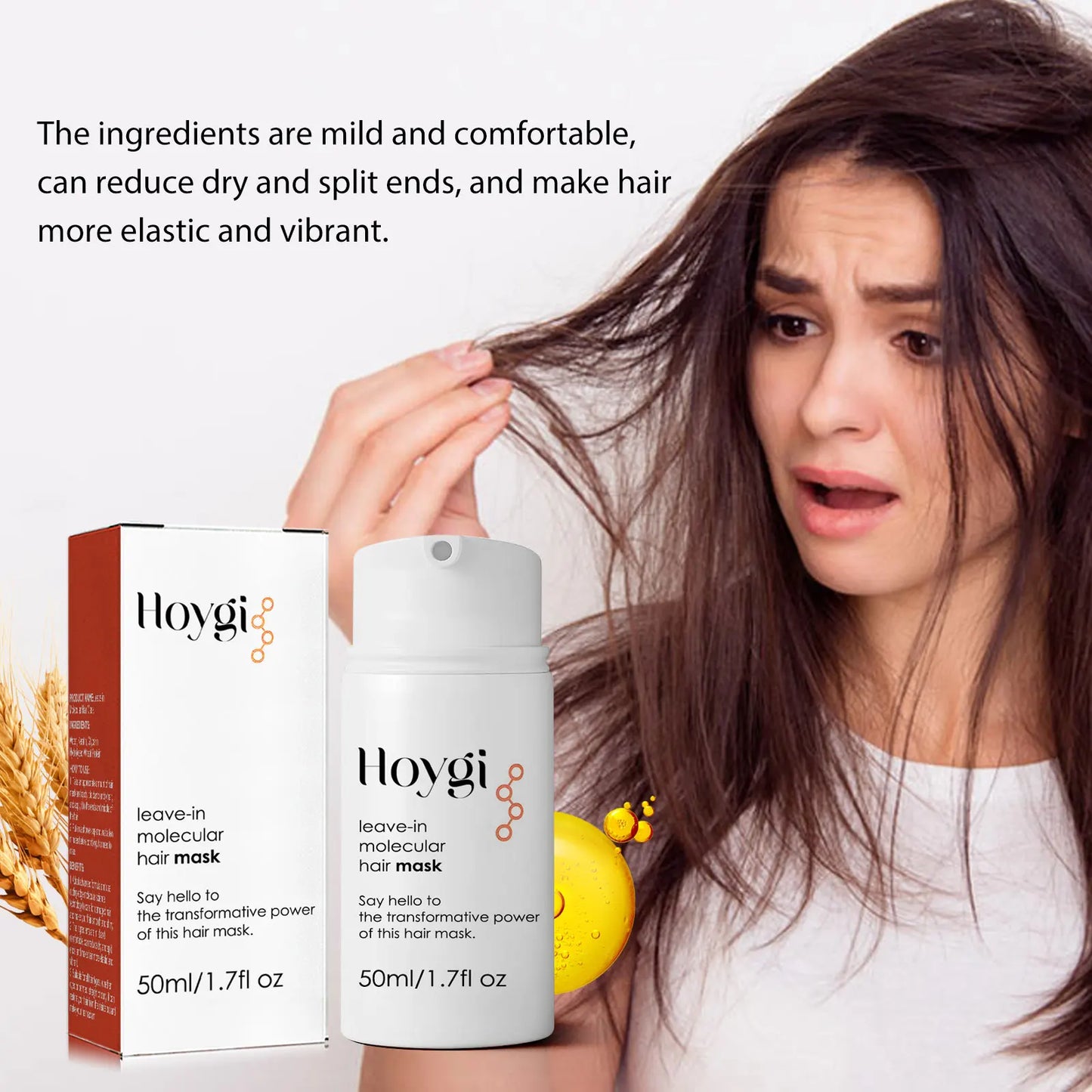 Hoygi 500ml Leave-In Hair Mask Long-Lasting Fragrance Soft Repair Treatment for End-Damaged Hair from Ironing Dyeing Dryness