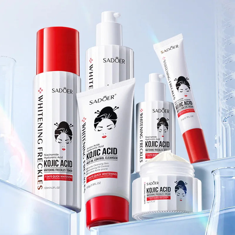 Wholesale Hot Sale Natural Organic Skin Care Kojic Acid Six Piece Set Anti-wrinkle Whitening Freckle Collagen