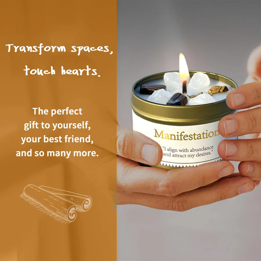Goal Achievement Manifestation Candle | Scented Soy Wax for Success & Focus | Spiritual Gift with Intention Card