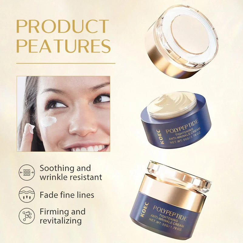 KOEC Face Cream AHA+BHA+PHA Pore Care Cream Skin Booster Serum Tightening Anti-Wrinkle Cream Deep Wrinkle Repair Night Cream