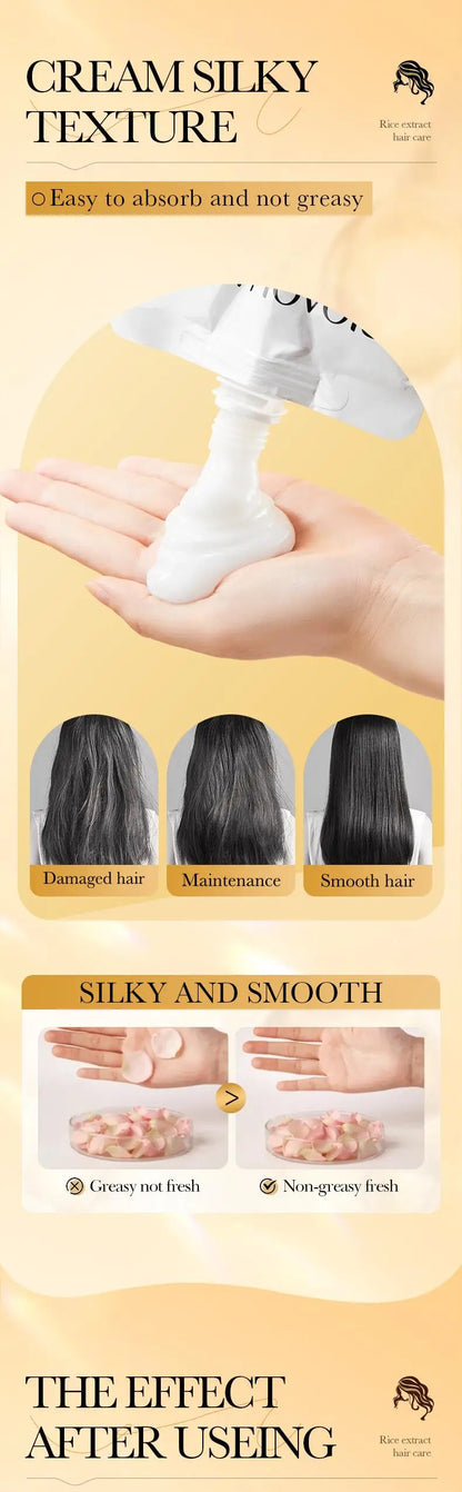 Rice Magical Keratin Hair Mask 5 Seconds Repair Damaged Frizzy Hairs Soft Smooth Shiny Moisturizing Nourish Hair Root Care