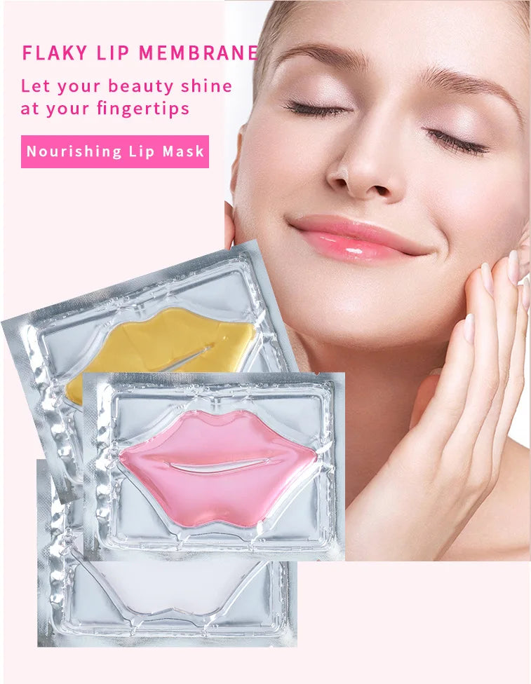 5pcs Crystal Collagen Lip Mask Lips Plumper Pink Lip Patches Moisture Nourishing Essence Korean Cosmetics Skin Care for Beauty