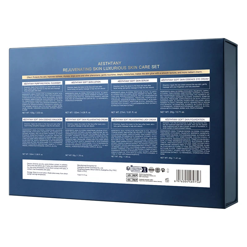 Revitalizing Brightening Nourishing Luxury Skincare Set Eight Pieces Improves Skin Texture Enhances Radiance Firms and Hydrates