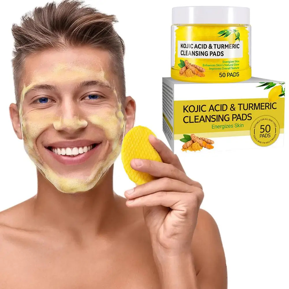 40/50pcs Kojic Acid Turmeric Cleansing Pads Curcuma Longa Root Facial Sponges Exfoliating Pads Daily Cleansing Skin Care Product