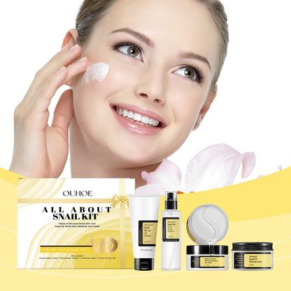 Snail Mucin 96% Korean Skin Care Fade Fine Lines Repair Tighten Firming Moisturizing Smooth Glow Brightening Facial Essence Set