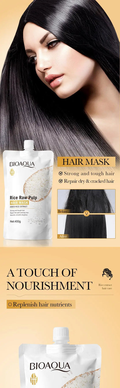 Rice Magical Keratin Hair Mask 5 Seconds Repair Damaged Frizzy Hairs Soft Smooth Shiny Moisturizing Nourish Hair Root Care
