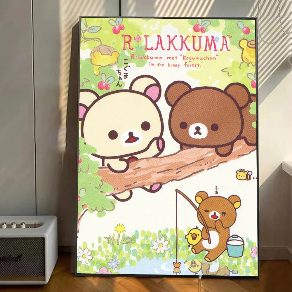 Japan Anime Cute Cartoon Rilakkuma Poster Stickers Art Wall Murals Decor Game Room Decor Gifts Kawaii HD Painting Cat Cars
