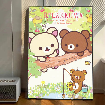 Japan Anime Cute Cartoon Rilakkuma Poster Stickers Art Wall Murals Decor Game Room Decor Gifts Kawaii HD Painting Cat Cars