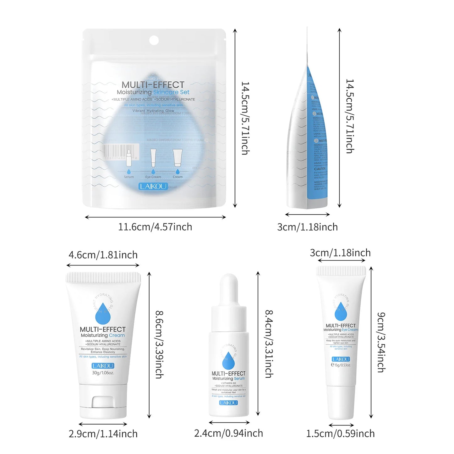 LAIKOU Nourishing Moisture Surge Hydration 3-Piece (Essence + Eye Cream + Face Cream) Skin Firming Skincare Set
