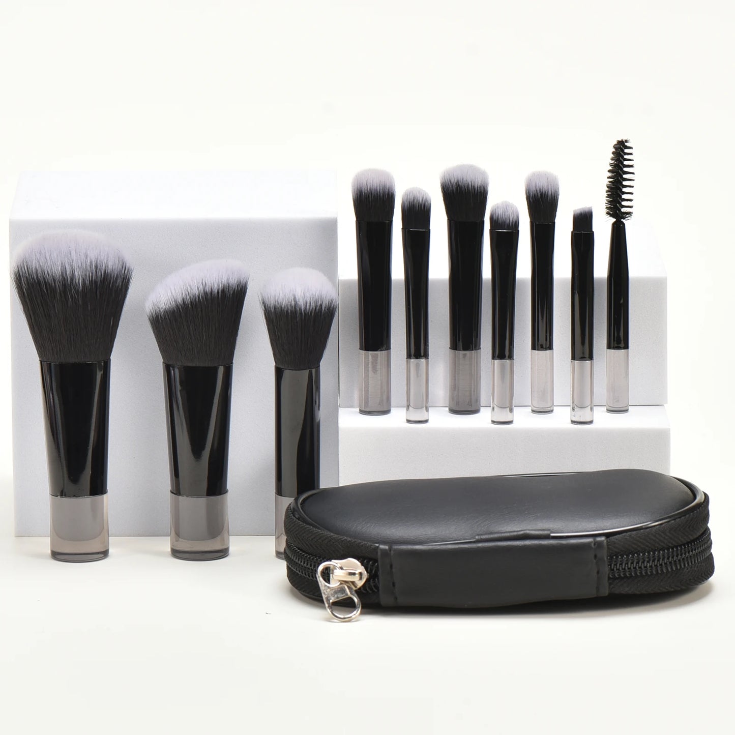 10 black Mini makeup brush Travel portable Makeup Tool Makeup Puff - Palm Brush Professional Makeup tool set