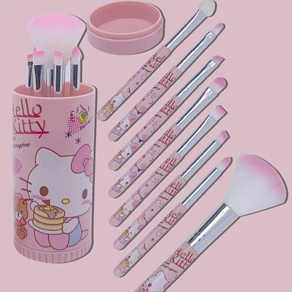 MINISO HelloKitty Cartoon KT cat 8-piece makeup brush set nose shadow brush portable brush set
