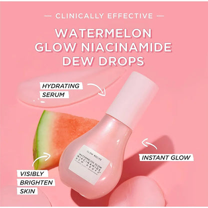 40ML Watermelon Niacinamide Brightening Essence Light Bulb Design W/ Hyaluronic Acid Vitamin E Lightweight Hydrating Face Makeup