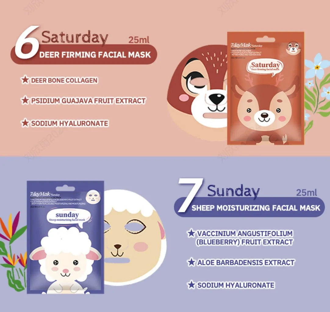 Cute Cartoon Facial Mask Moisturizing Hydrating Mask Deep Moisturizing Tender Skin Mask Dog Panda Pig Animal Mask Skin Care