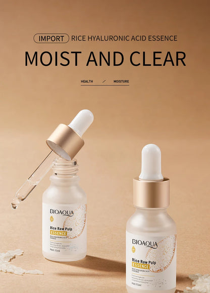 Rice hyaluronic acid essence moisturizes, moisturizes, brightens skin tone, improves skin roughness, and is a gentle serum