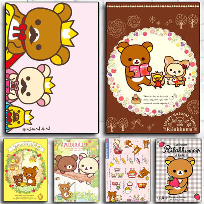 Japan Anime Cute Cartoon Rilakkuma Poster Stickers Art Wall Murals Decor Game Room Decor Gifts Kawaii HD Painting Cat Cars