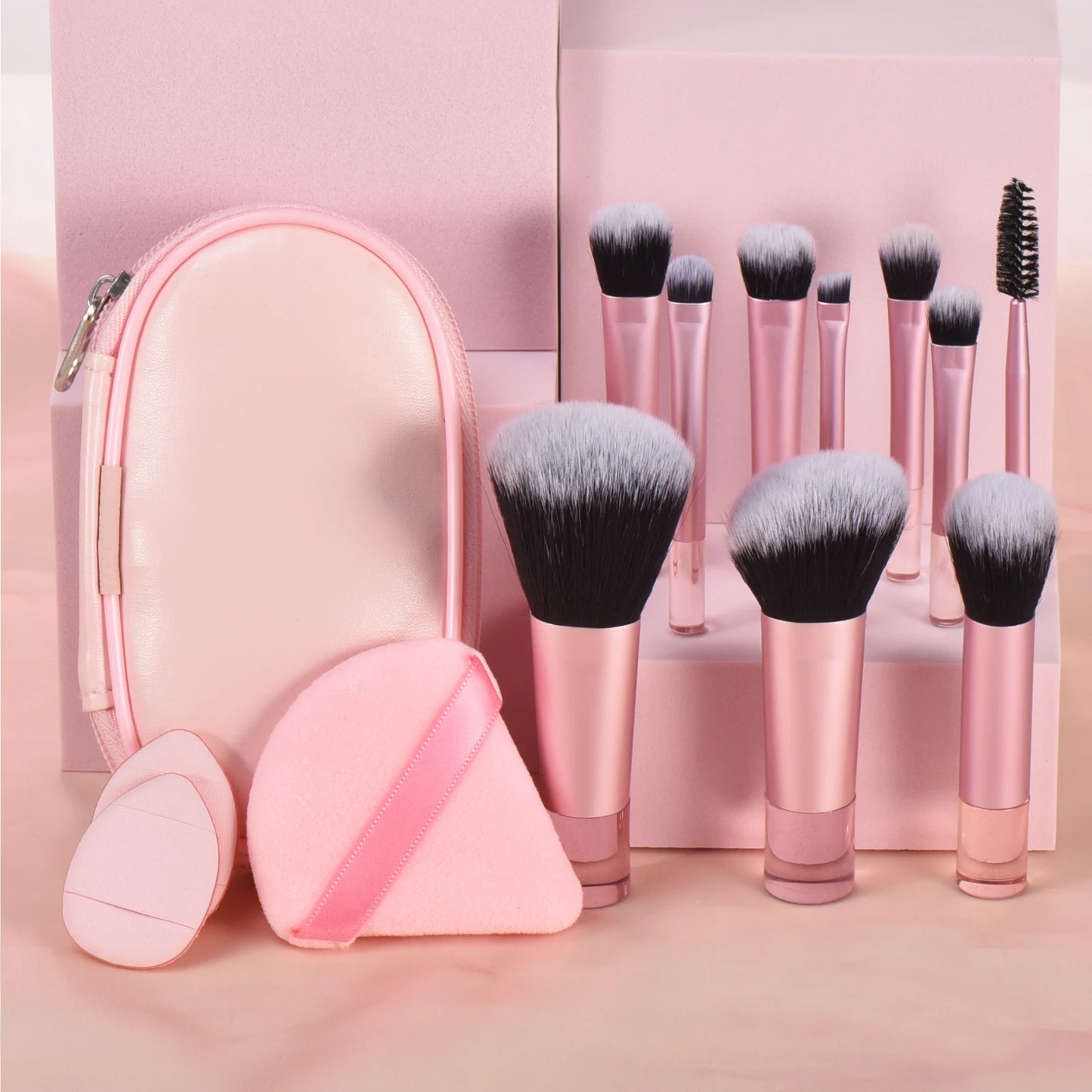 10 black Mini makeup brush Travel portable Makeup Tool Makeup Puff - Palm Brush Professional Makeup tool set