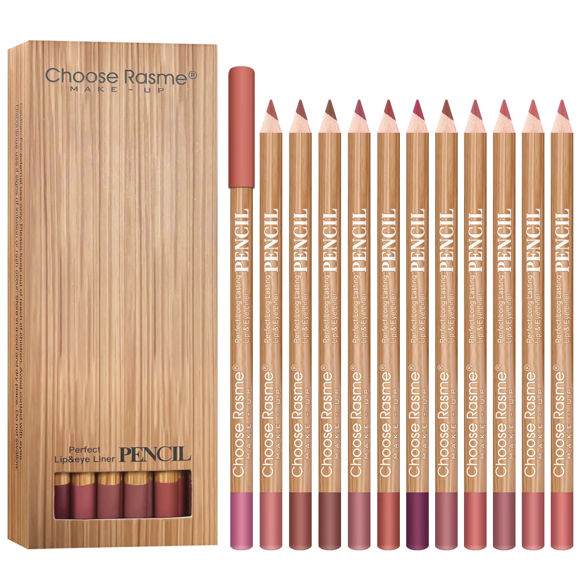 12 color lip enriching lipliner, lip moisturizing, three-dimensional fitting, light, thin, silky and clear lip liner