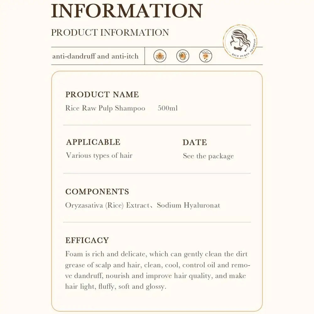 Rice Moisturizing Shampoo Hair Strengthening Shampoo For Hair Cleansing Brittle And Dry Hair Moisturizer For Dry Oily Hair For
