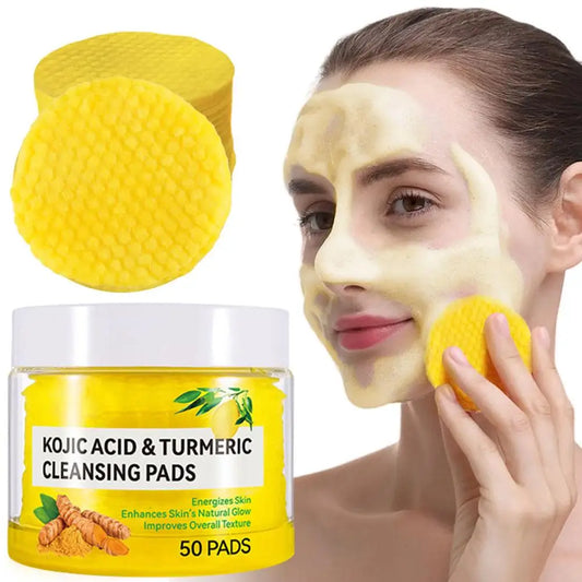 40/50pcs Kojic Acid Turmeric Cleansing Pads Curcuma Longa Root Facial Sponges Exfoliating Pads Daily Cleansing Skin Care Product