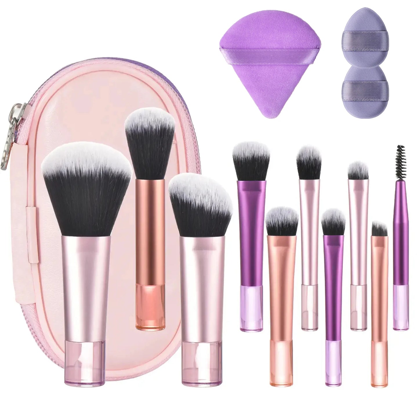 10 black Mini makeup brush Travel portable Makeup Tool Makeup Puff - Palm Brush Professional Makeup tool set