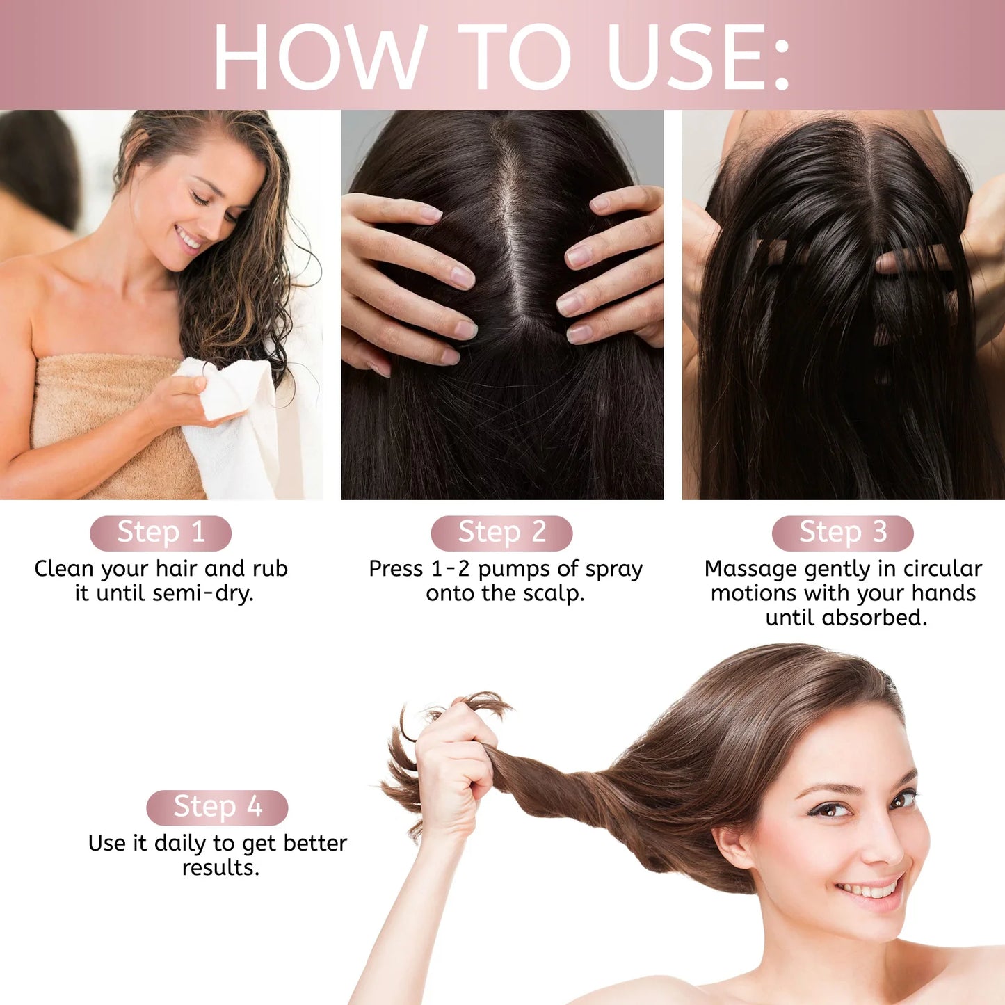 Hair Spray Rice Water Strong Hair Follicle Root Thick Loss Prevention Nourishing Soften Hair Helper Care Spray For Thinning Hair