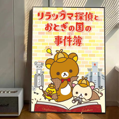 Japan Anime Cute Cartoon Rilakkuma Poster Stickers Art Wall Murals Decor Game Room Decor Gifts Kawaii HD Painting Cat Cars