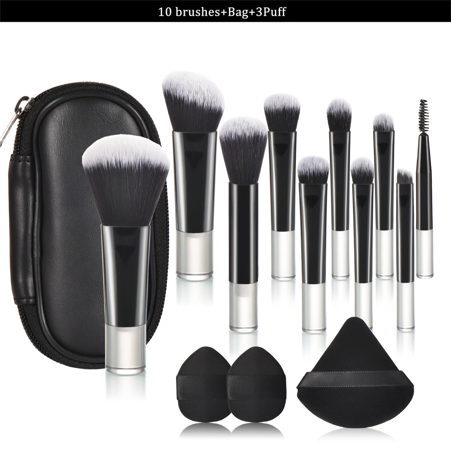 10 black Mini makeup brush Travel portable Makeup Tool Makeup Puff - Palm Brush Professional Makeup tool set