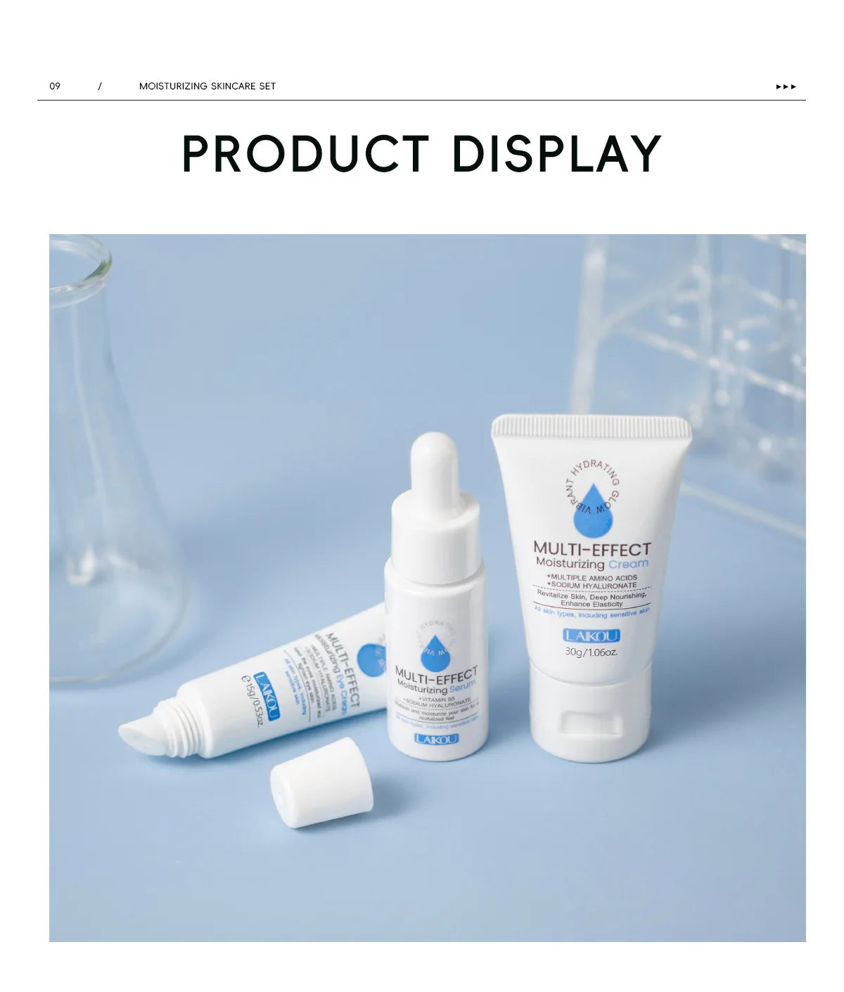 LAIKOU Nourishing Moisture Surge Hydration 3-Piece (Essence + Eye Cream + Face Cream) Skin Firming Skincare Set