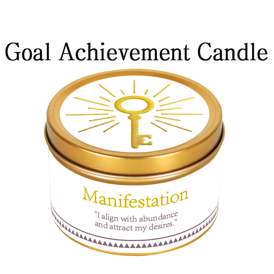 Goal Achievement Manifestation Candle | Scented Soy Wax for Success & Focus | Spiritual Gift with Intention Card